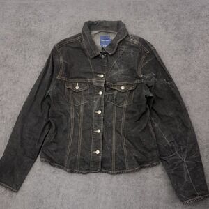 Faconnable Vintage Jeans Jacket Women XL Collared Pockets Button Down (READ)